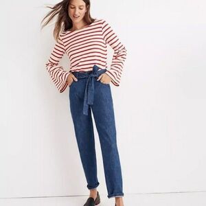 Madewell Blue High-Rise Paperbag Tie-Waist Jeans